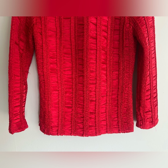 VINTAGE ALBERTO MAKALI Red Studded Ruched Button Top Avant Garde Art Wear Sz S/M - Picture 13 of 13